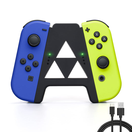 DLseego Slide Joy Con Charging Grip for Switch/Switch OLED Potable Joy Con Charger Controller Comfort Handle Speed Charge While Play with 1PC Type-c Data Cable - Black