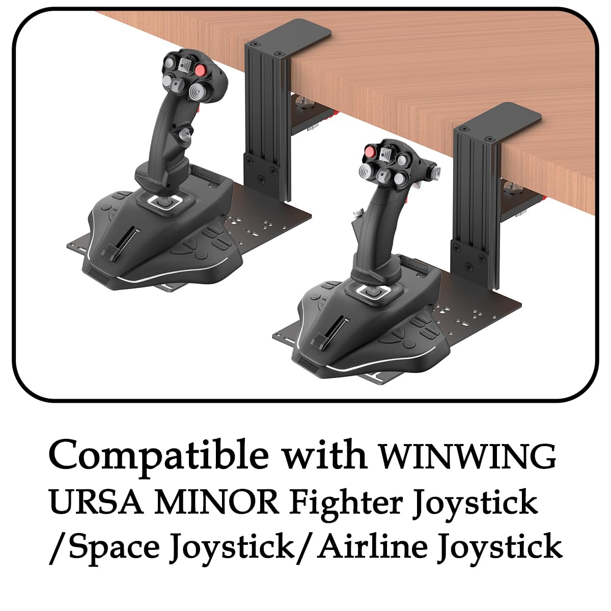 BUJ Universal Desk Mount for Logitech & Thrustmaster Flight Sticks - Black