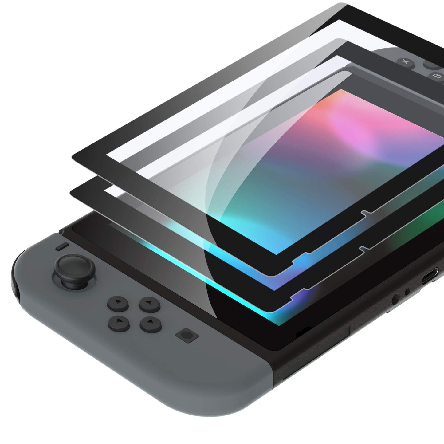eXtremeRate 2 Pack Black Border Transparent HD Clear Saver Protector Film  Tempered Glass Screen Protector for Nintendo Switch [Anti-Scratch  Anti-Fingerprint  Shatterproof  Bubble-Free]