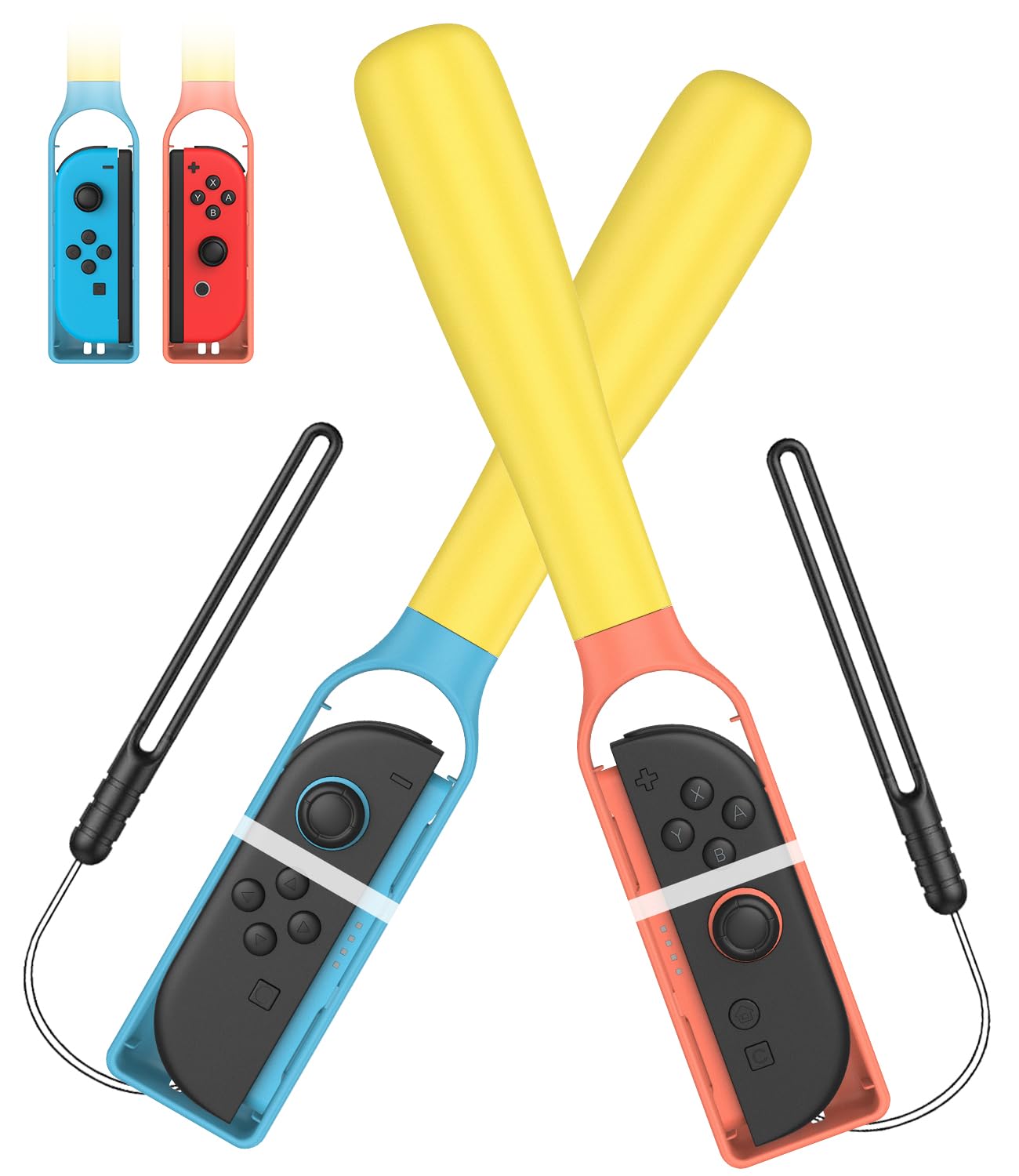 [Switch 1/2 Compatible] CODOGOY Baseball Bat Handle Grip for Nintendo Switch & Switch 2  Motion-Sensing Sport Accessories Compatible with Switch 1/OLED/2  Enhanced Somatosensory Baseball Stick for Sports & Party Games-2PCS