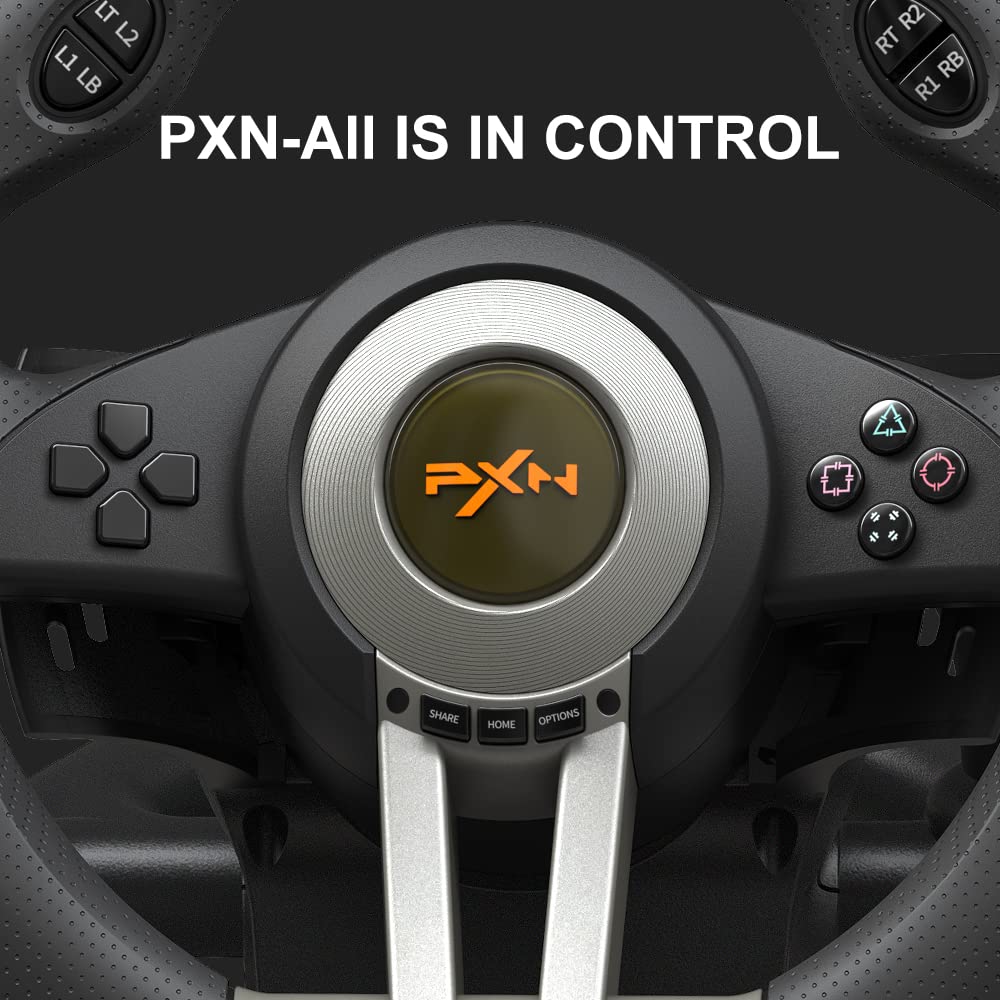 PXN V3 PRO Racing Wheel - 180° Universal USB Steering Wheel with Pedals for Xbox, PS4, Switch - Black