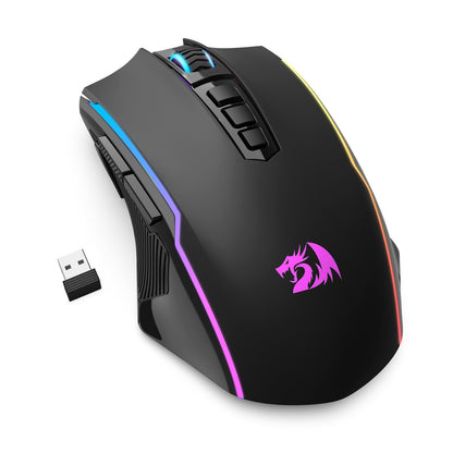 Redragon M914P Wireless Gaming Mouse - Tri-Mode 2.4G/USB-C/Bluetooth, 12000 DPI, RGB Backlit, Black