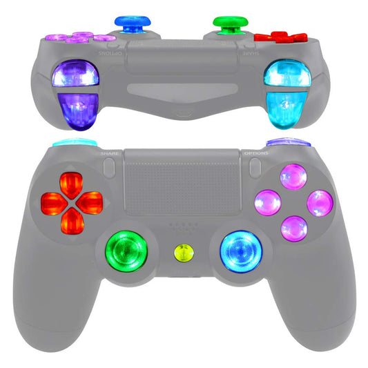 eXtremeRate Multi-Colors Luminated D-pad Thumbstick Trigger Home Face Buttons for PS4 Controller  DTFS (DTF 2.0) LED Kit for PS4 Slim Pro CUH-ZCT2 Controller - Controller NOT Included