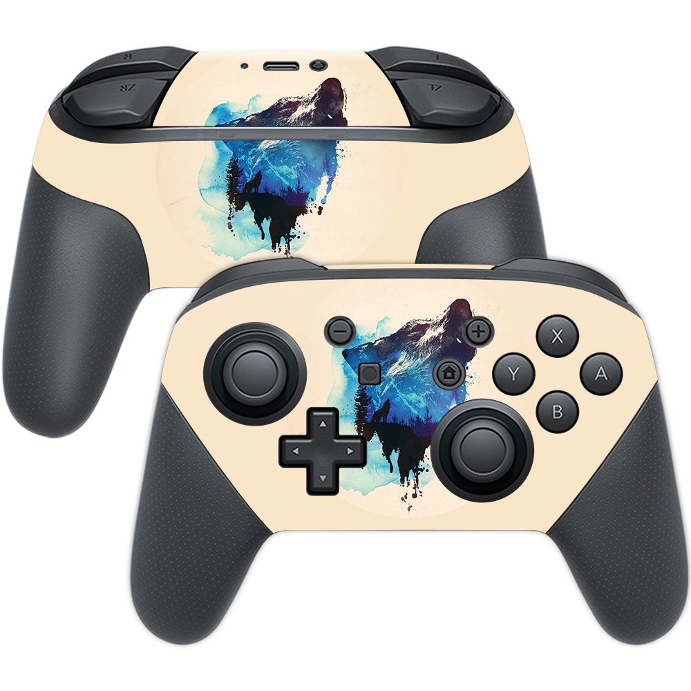 MightySkins Skin Compatible with Nintendo Switch Pro Controller - Lone Wolf | Protective, Durable, and Unique Vinyl Decal wrap C