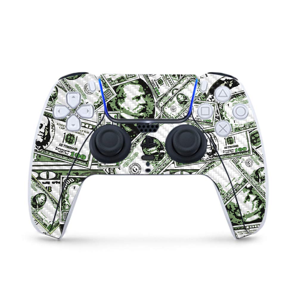 MightySkins Carbon Fiber Gaming Skin for PS5 / PlayStation 5 Controller - Phat Cash | Durable Textured Carbon Fiber Finish | Easy to Apply and Change Style | Made in The USA