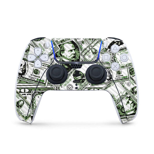 MightySkins Carbon Fiber Gaming Skin for PS5 / PlayStation 5 Controller - Phat Cash | Durable Textured Carbon Fiber Finish | Easy to Apply and Change Style | Made in The USA