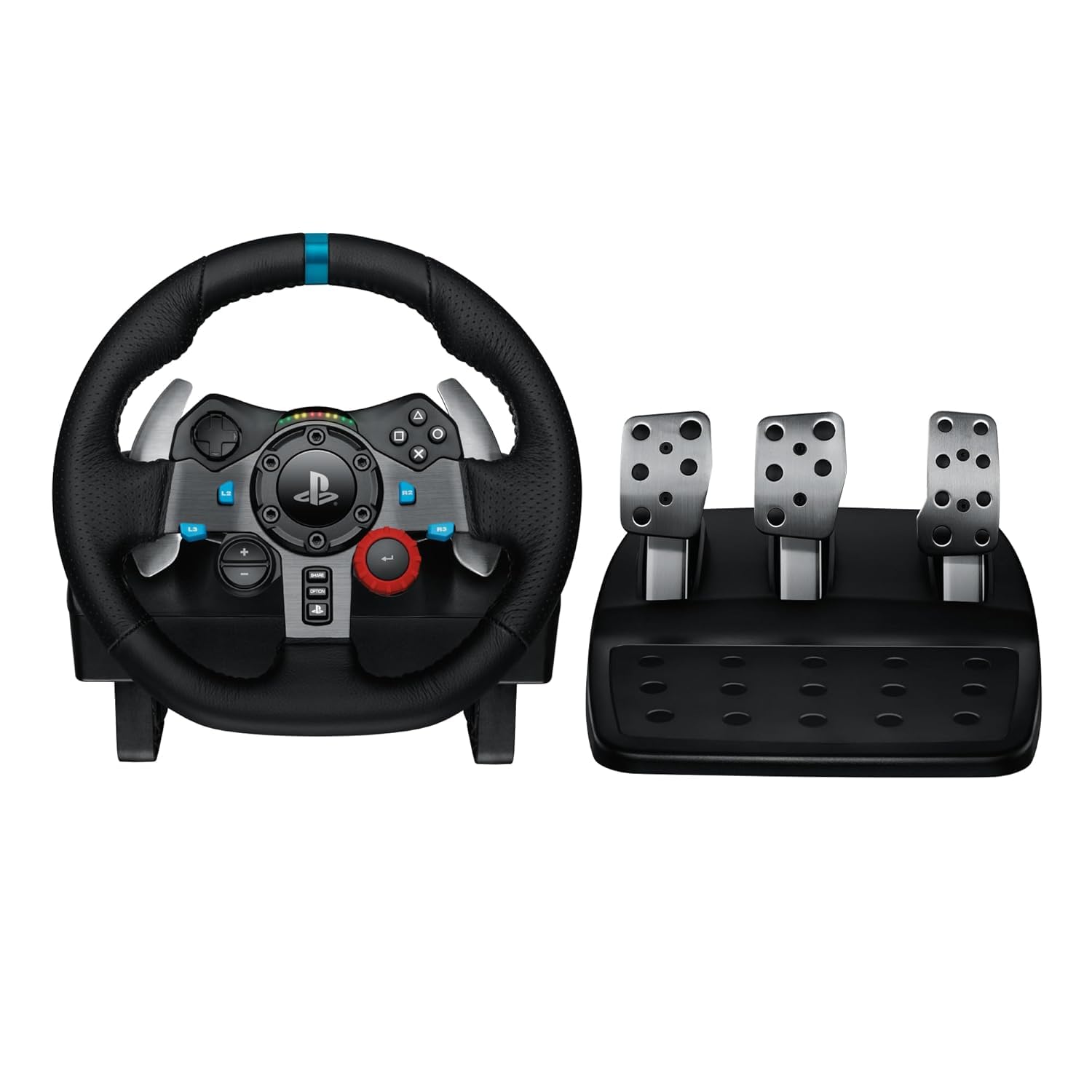Logitech G29 Driving Force Racing Wheel and Floor Pedals  Real Force Feedback  Leather Steering Wheel Cover for PS5  PS4  PC  Mac - Black (Renewed)