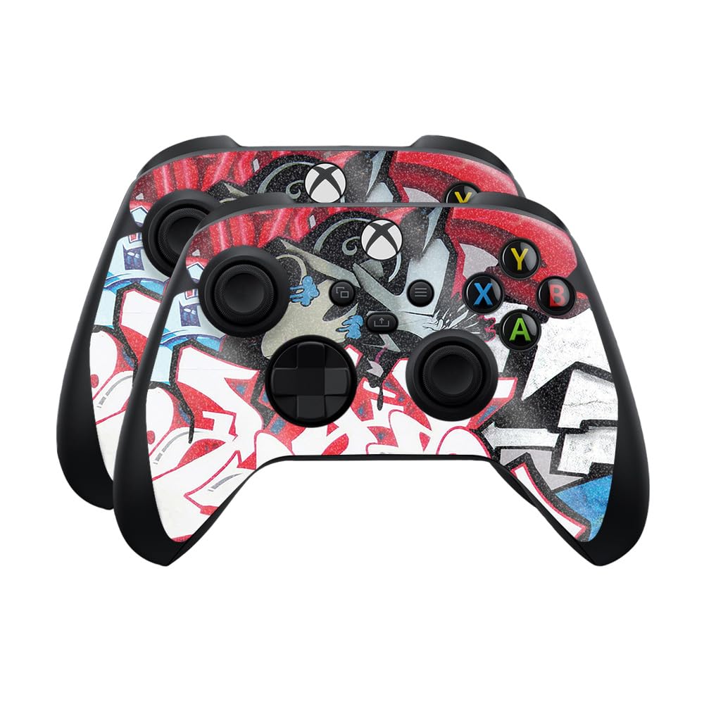 Glossy Glitter Skin Compatible with Microsoft Xbox Series X|S Controller (2 Pack) - Graffiti Mash Up - Premium 3M Vinyl Protective Wrap Decal Cover - Easy to Apply | Crafted in The USA by MightySkins