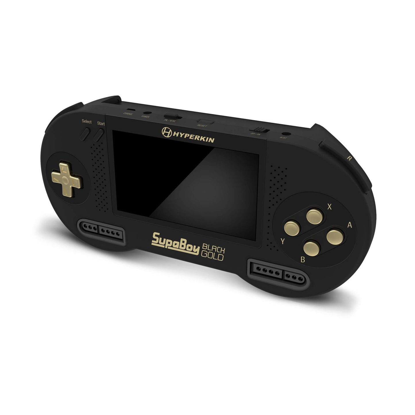 Hyperkin SupaBoy Portable Console for Super NES - Black/Gold, Model SUPABOY-S-BKGD