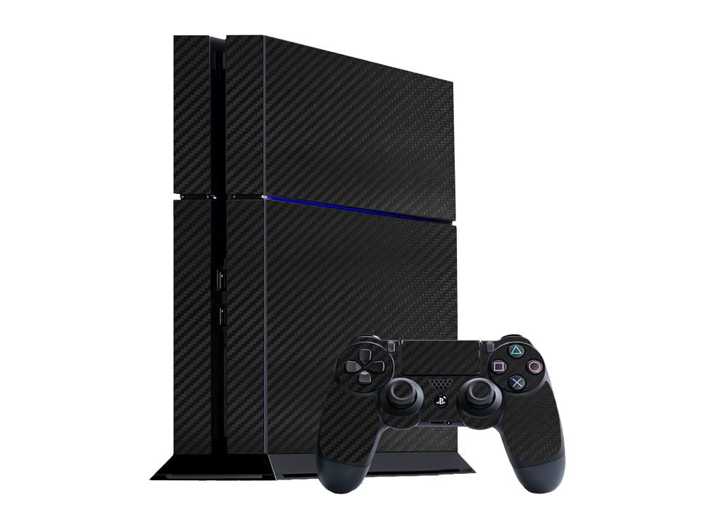 3D Carbon Fiber Black - Air Release Vinyl Decal Mod Skin Kit by System Skins - Compatible with PlayStation 4 Console (PS4)