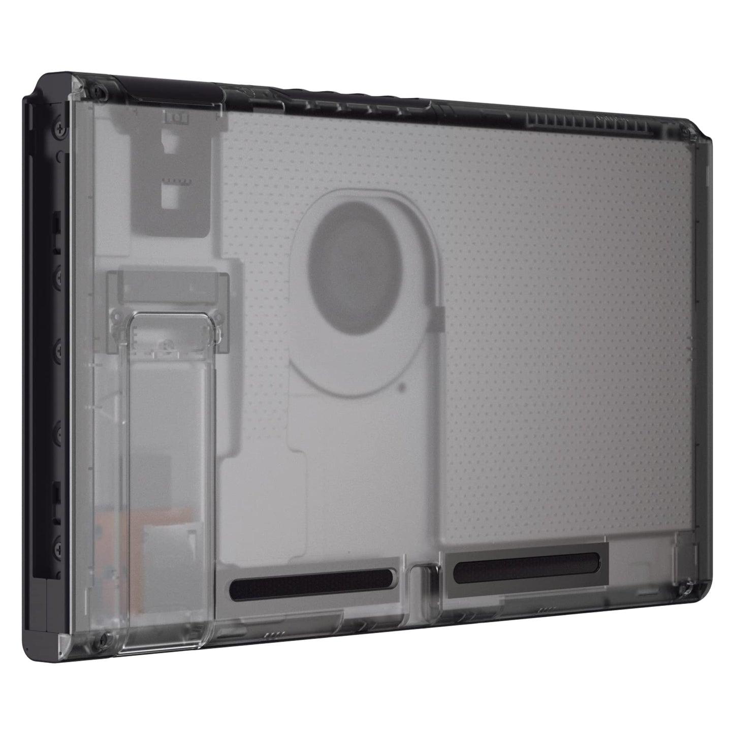 eXtremeRate Clear Black Console Back Plate DIY Replacement Housing Shell Case for Nintendo Switch Console with Kickstand - JoyCon Shell NOT Included