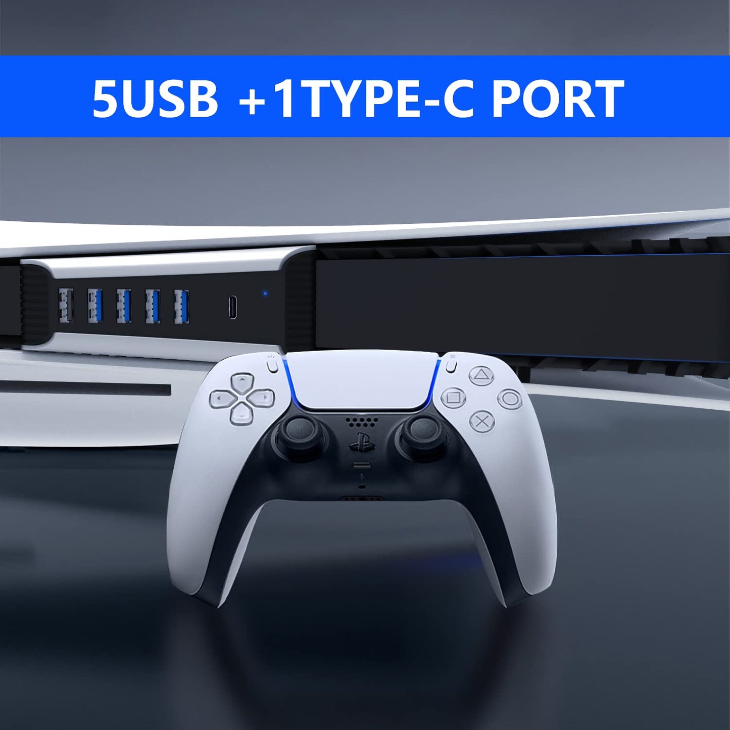 YOXXZUS 5-in-1 USB Hub for PS5 Console - Model PS5027-Y, Expands Connectivity Options
