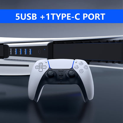YOXXZUS 5-in-1 USB Hub for PS5 Console - Model PS5027-Y, Expands Connectivity Options