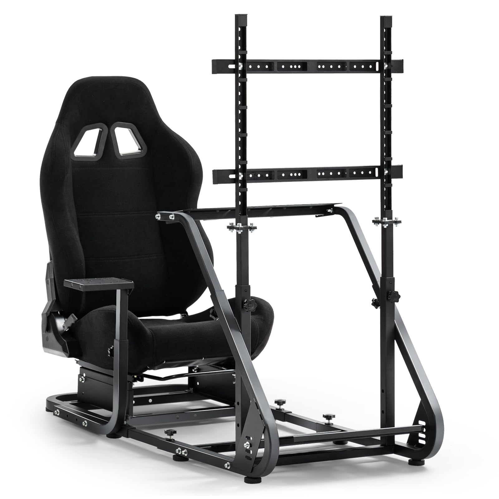 Marada Racing Simulator Cockpit Frame with TV Stand & Adjustable Black Seat for G923/G920/T500 - 30mm Size