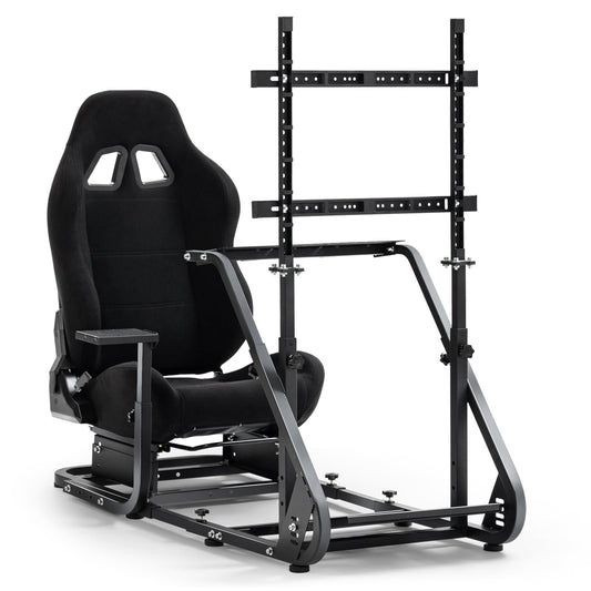 Marada Racing Simulator Cockpit Frame with TV Stand & Adjustable Black Seat for G923/G920/T500 - 30mm Size