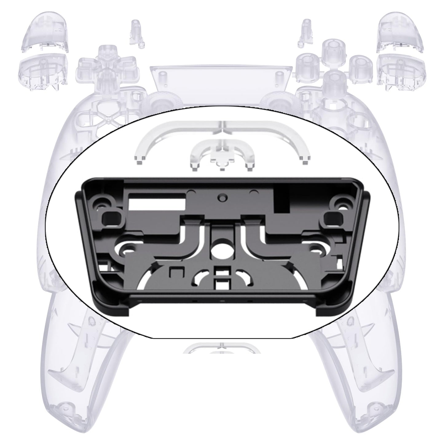 eXtremeRate Replacement Full Set Shell with Buttons Touchpad Cover  Custom Clear Decorative Trim Shell Front Back Plates Compatible with p 5 Controller BDM-030 BDM-040 BDM-050 Models