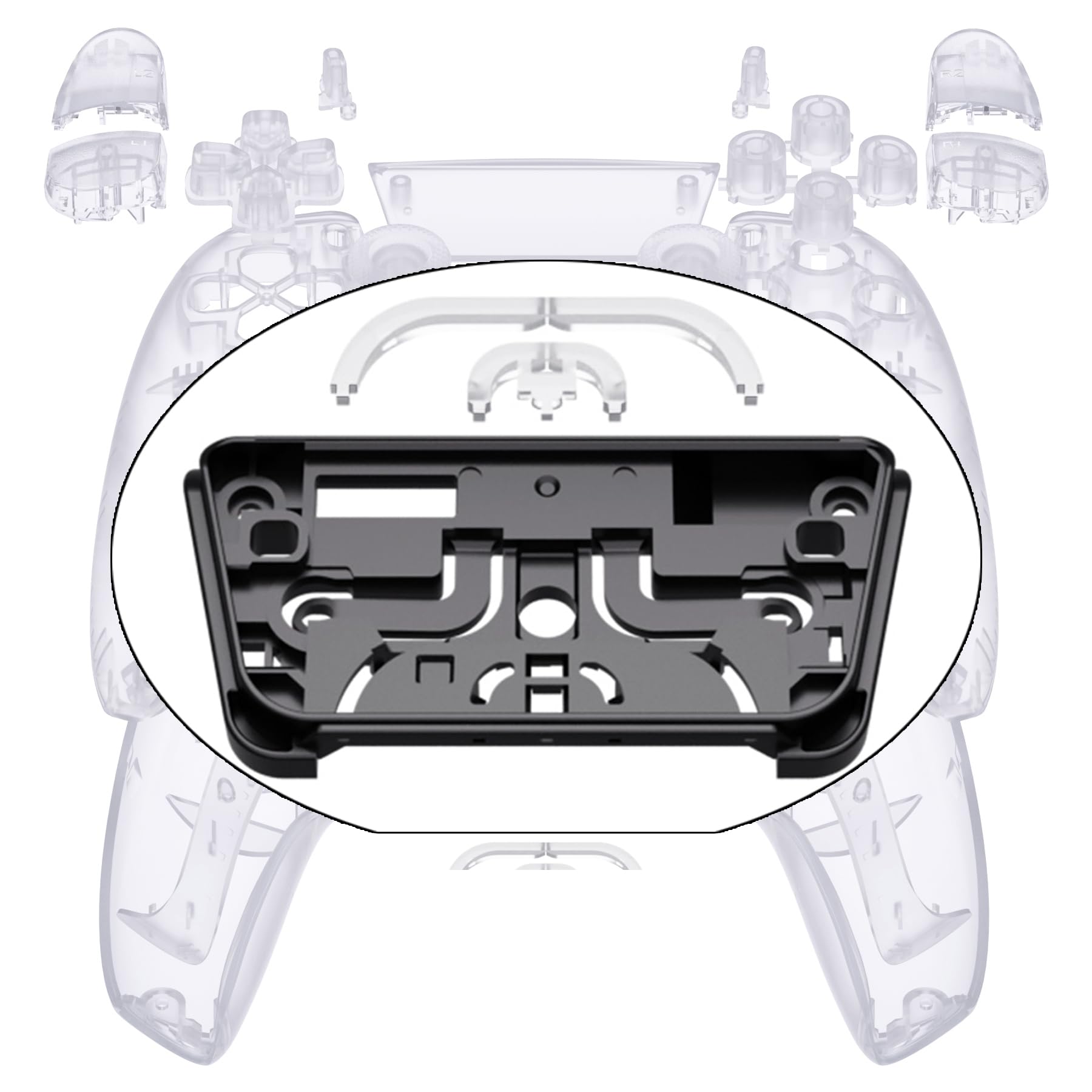 eXtremeRate Replacement Full Set Shell with Buttons Touchpad Cover  Custom Clear Decorative Trim Shell Front Back Plates Compatible with p 5 Controller BDM-030 BDM-040 BDM-050 Models