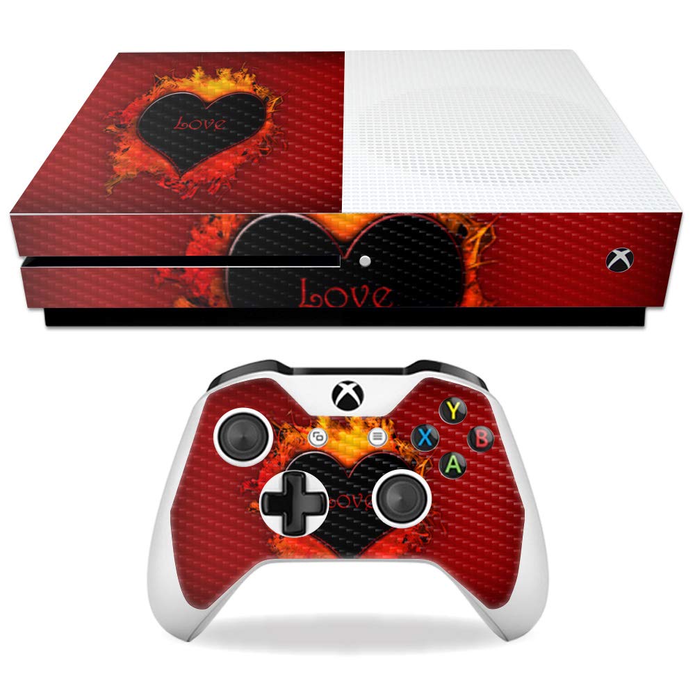 MightySkins Carbon Fiber Skin for Microsoft Xbox One S - Love | Protective  Durable Textured Carbon Fiber Finish | Easy to Apply  Remove  and Change Styles | Made in The USA (CF-MIXBONES-Love)