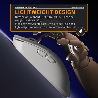 Darmoshark M3 Pro Wireless Gaming Mouse - Tri-Mode 2.4G/USB-C/Bluetooth, 26KDPI, 55g, White