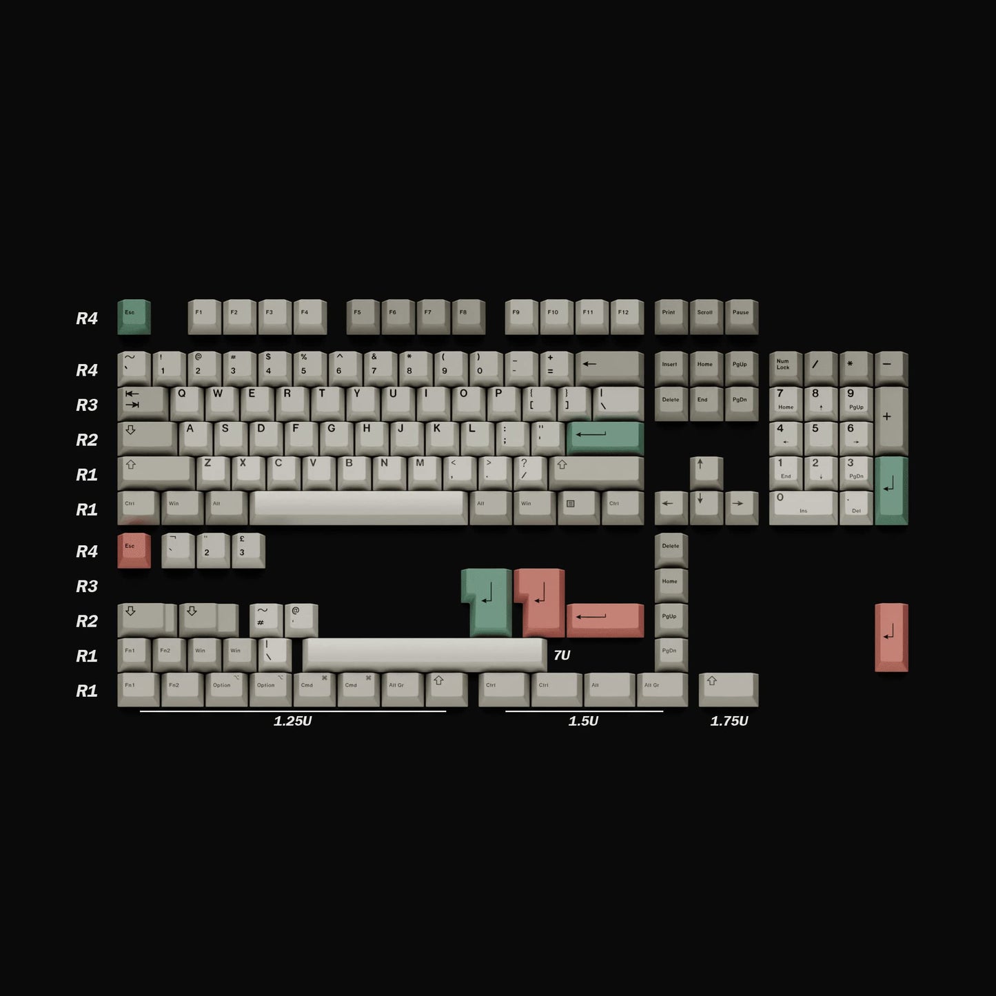 HK Gaming Dye Sublimation PBT Keycap Set for Mechanical Keyboard - Color 9009