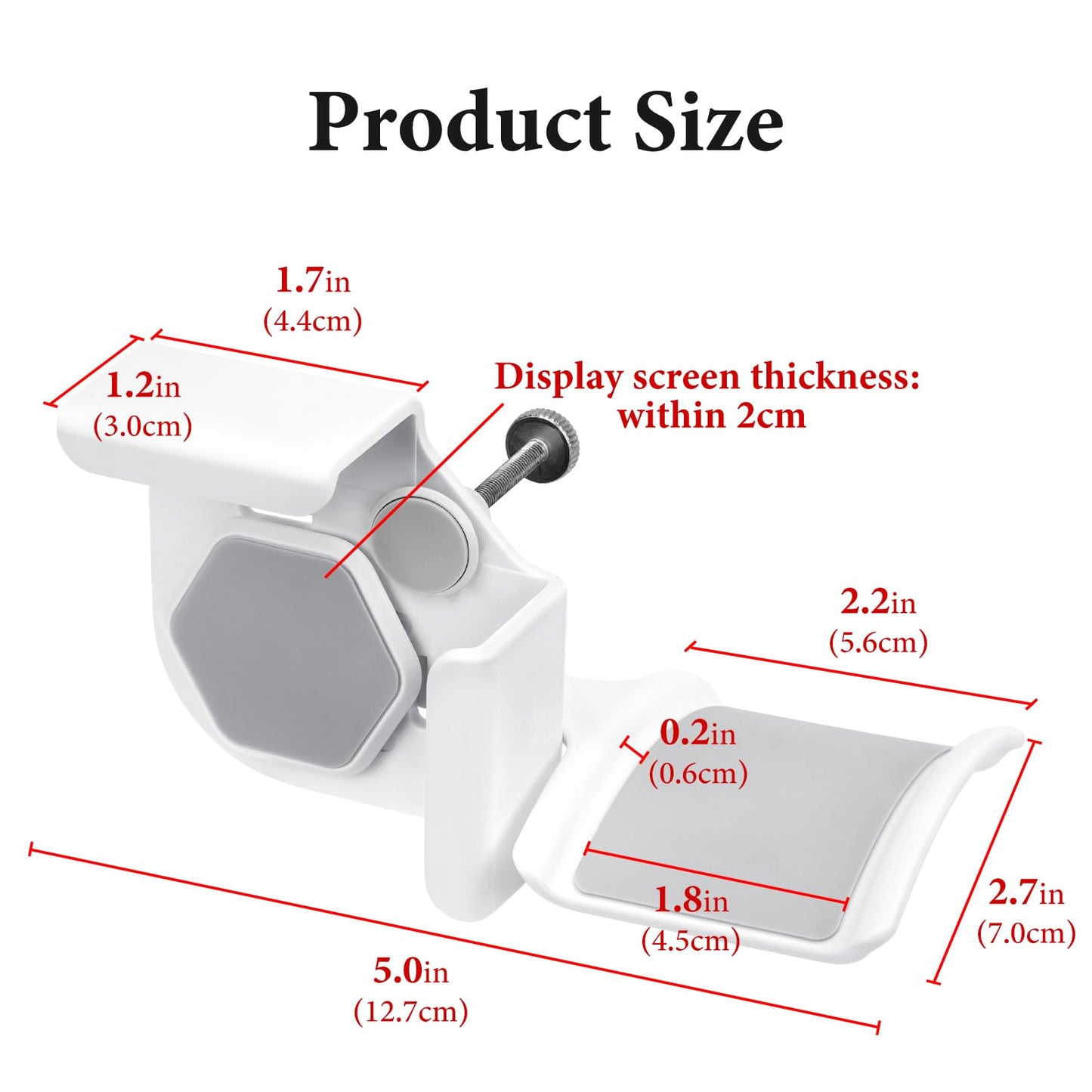 GEEKRIA Clamp-On Headphone Holder, Screen-Mount Hanger for Gaming Headsets, 2 Pack, White, Compatible with Sennheiser, Bose, Razer, Beats