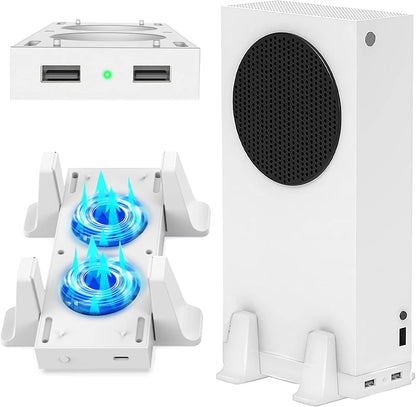 CTPOWER Cooling Stand for Xbox Series S - 3 Adjustable Fan Speeds, Type-C Input, USB Ports, White, Model CT-536S
