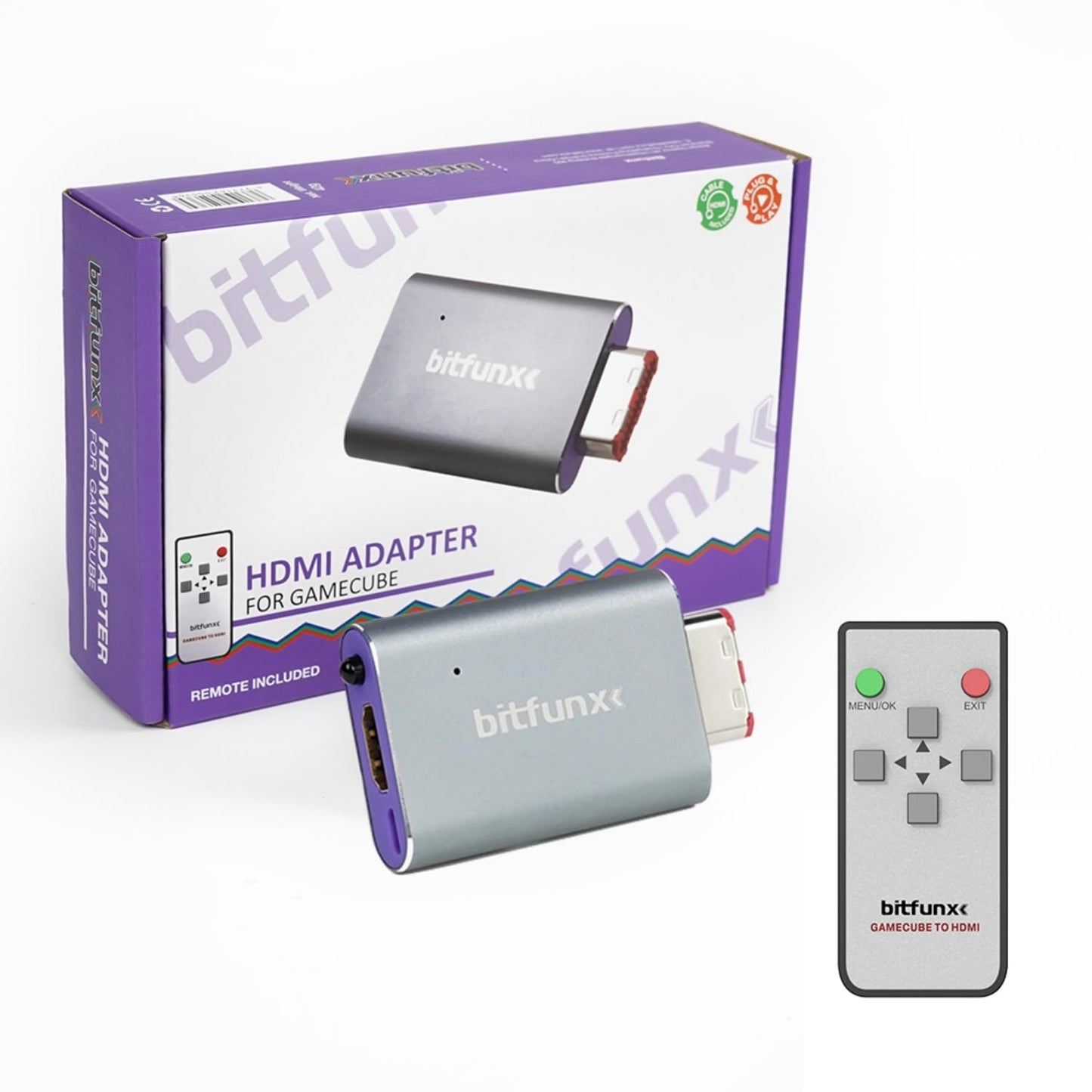 BITFUNX NGC HDMI Adapter - Supports 2X Line Doubler, Firmware Upgrade, Scanline Profile, IR Remote Include, Plug & Play Video Ga