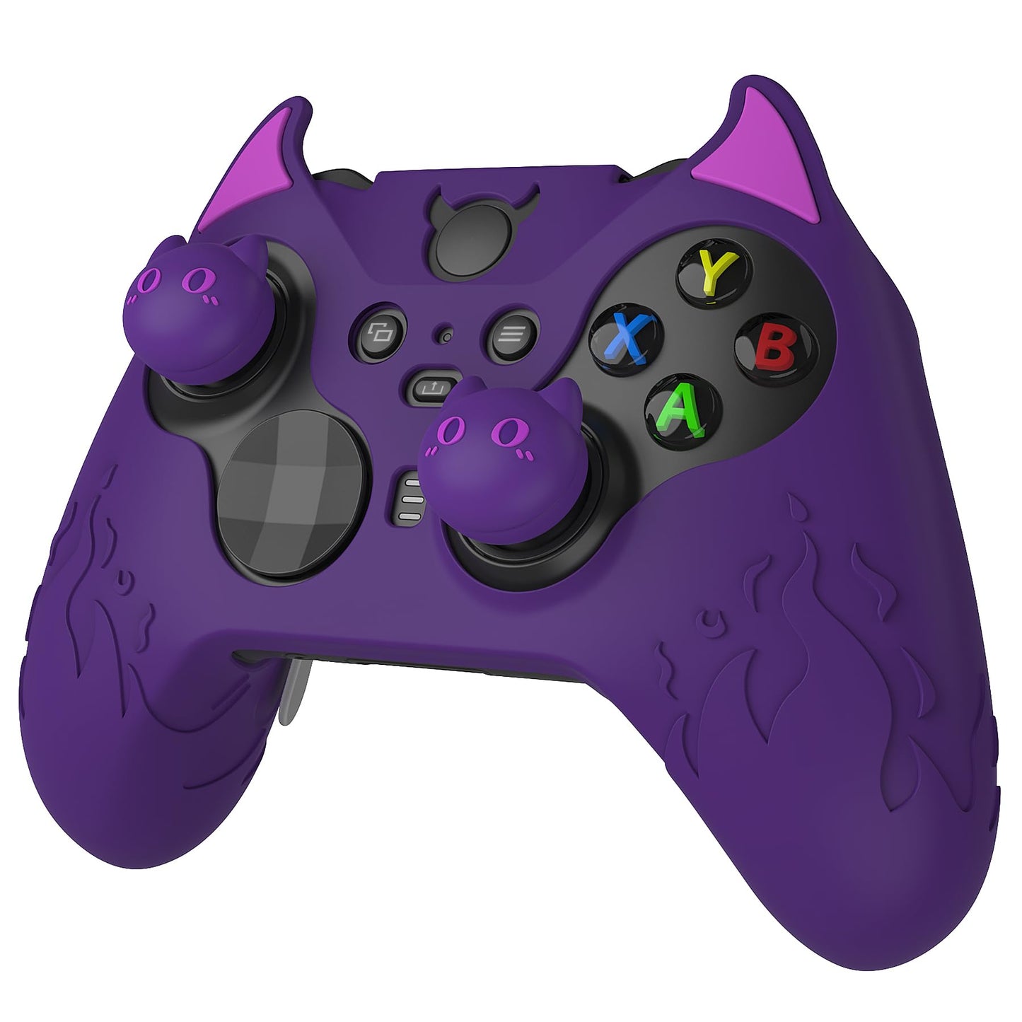 PlayVital Cute Demon Silicone Case Cover for Xbox Elite Wireless Controller Series 2  Kawaii Anti-Slip Shockproof Controller Skin Grip for Xbox Elite Series 2 Core with Thumb Grip Caps - Purple
