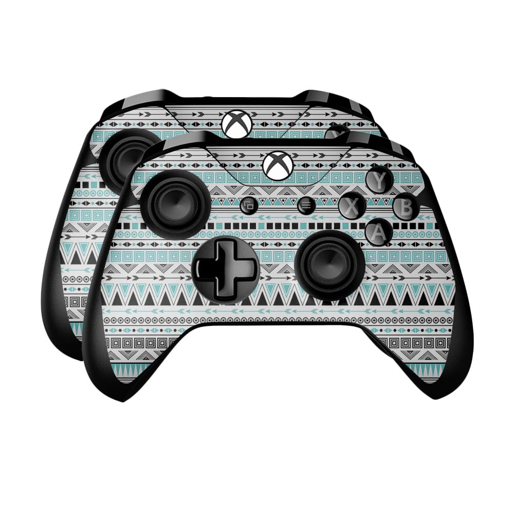 Skin Compatible with Microsoft Xbox One Controller (2 Pack) - Turquoise Tribal - Premium 3M Vinyl Protective Wrap Decal Cover - Easy to Apply | Crafted in The USA by MightySkins