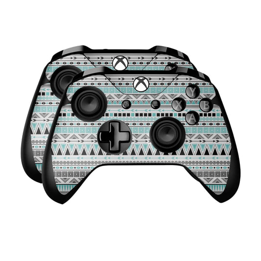 Skin Compatible with Microsoft Xbox One Controller (2 Pack) - Turquoise Tribal - Premium 3M Vinyl Protective Wrap Decal Cover - Easy to Apply | Crafted in The USA by MightySkins