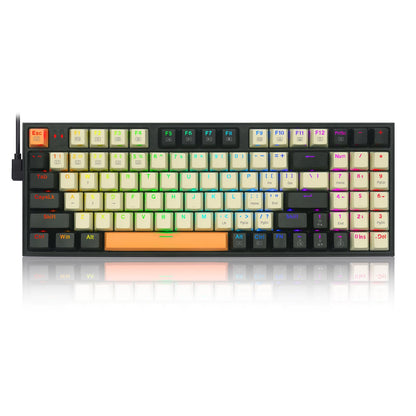 Redragon K636CLO Wired Mechanical Gaming Keyboard, RGB Backlit, Compact 94 Keys, Red Switches, Black-Beige-Orange