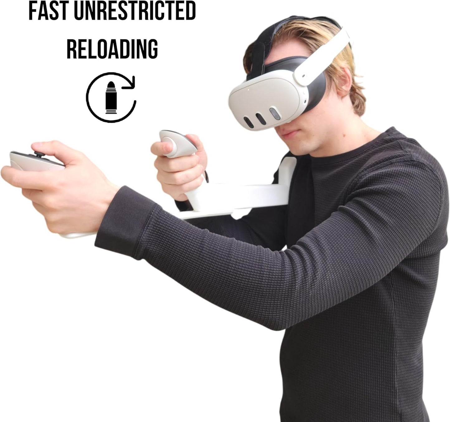 iStock VR Gunstock - Pro Grade Stabilizer for Meta Quest 2/3 - Lightweight Left Hand Design - White