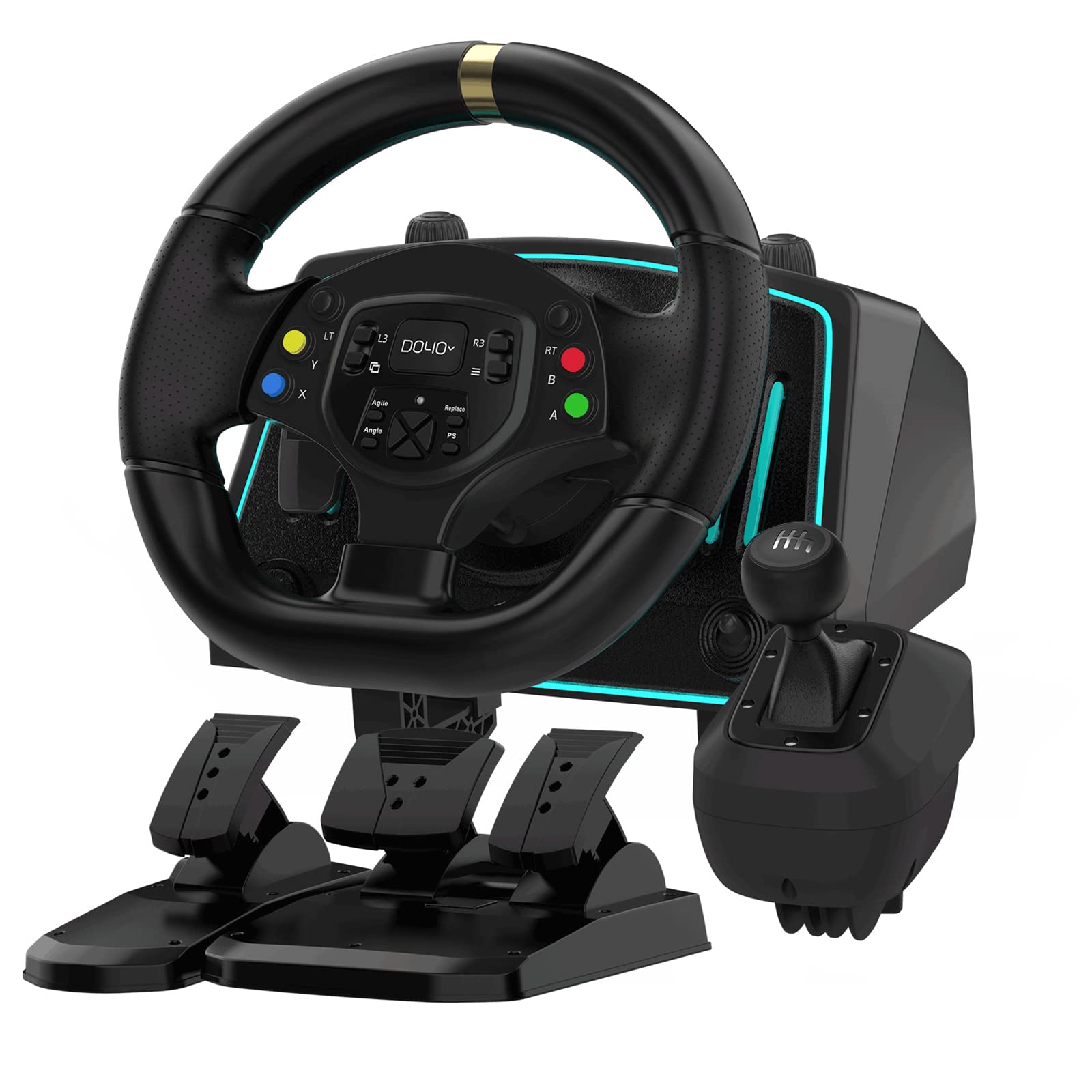 NBCP Racing Wheel - 1080° Gaming Steering Wheel with Pedals & Shifters for Xbox, PS4, PC - Black, 9-In-1 Compatibility