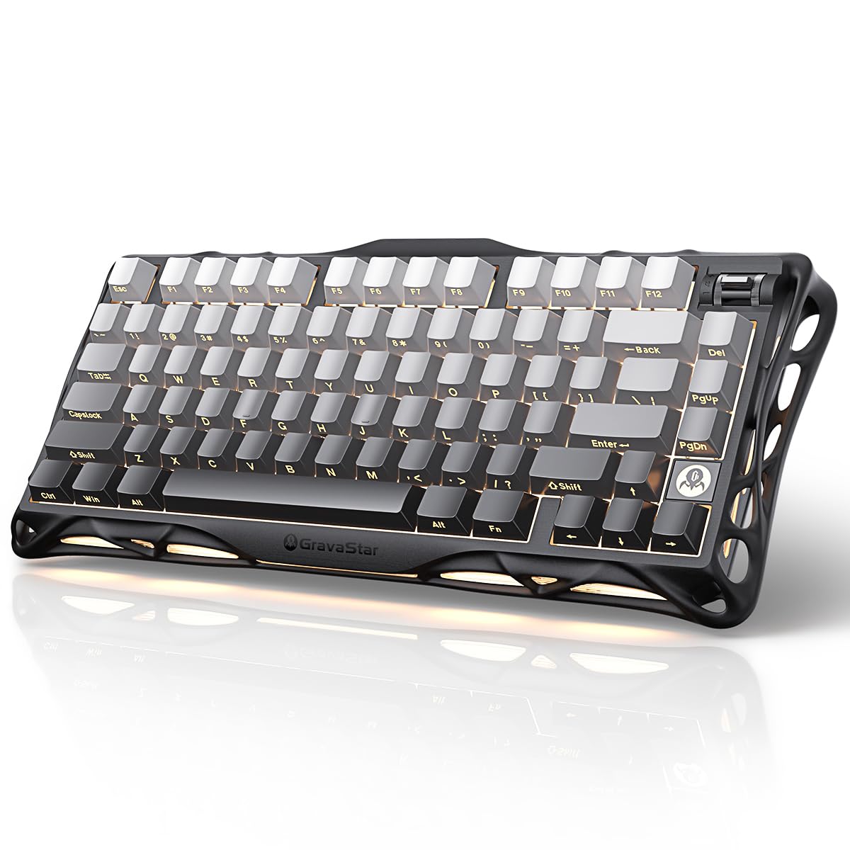 GravaStar Mercury K1 75% Wireless Mechanical Gaming Keyboard  Aluminum Alloy  Gasket Compact Custom Keyboard Hot-Swap Socket  Linear Switches  RGB Backlit - Gradient Black