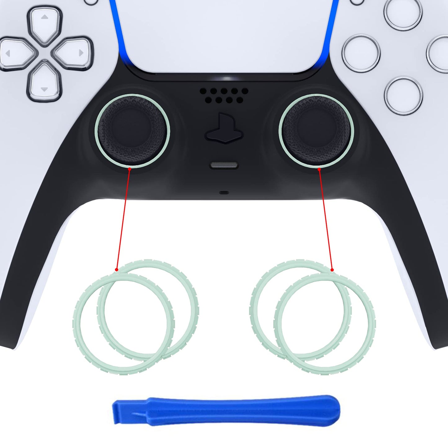 eXtremeRate Light Cyan Replacement Accessories for PS5 Controller  Custom Accent Rings for PS5 Controller - Controller NOT Included