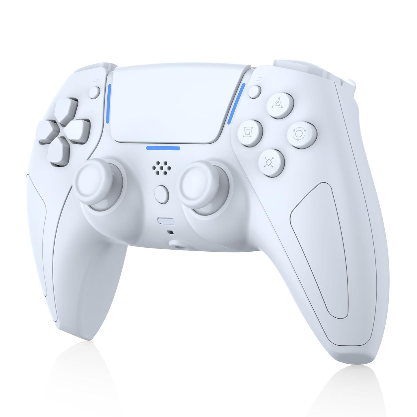 JDDWIN LED Wireless Gaming Controller for PS5/PC/Android/IOS/MAC/Steam Deck Hall Effect  Bluetooth  3.5mm Audio Jack  Dual Vibration  6-Axis Motion Contro Gamepad with Speaker (White)