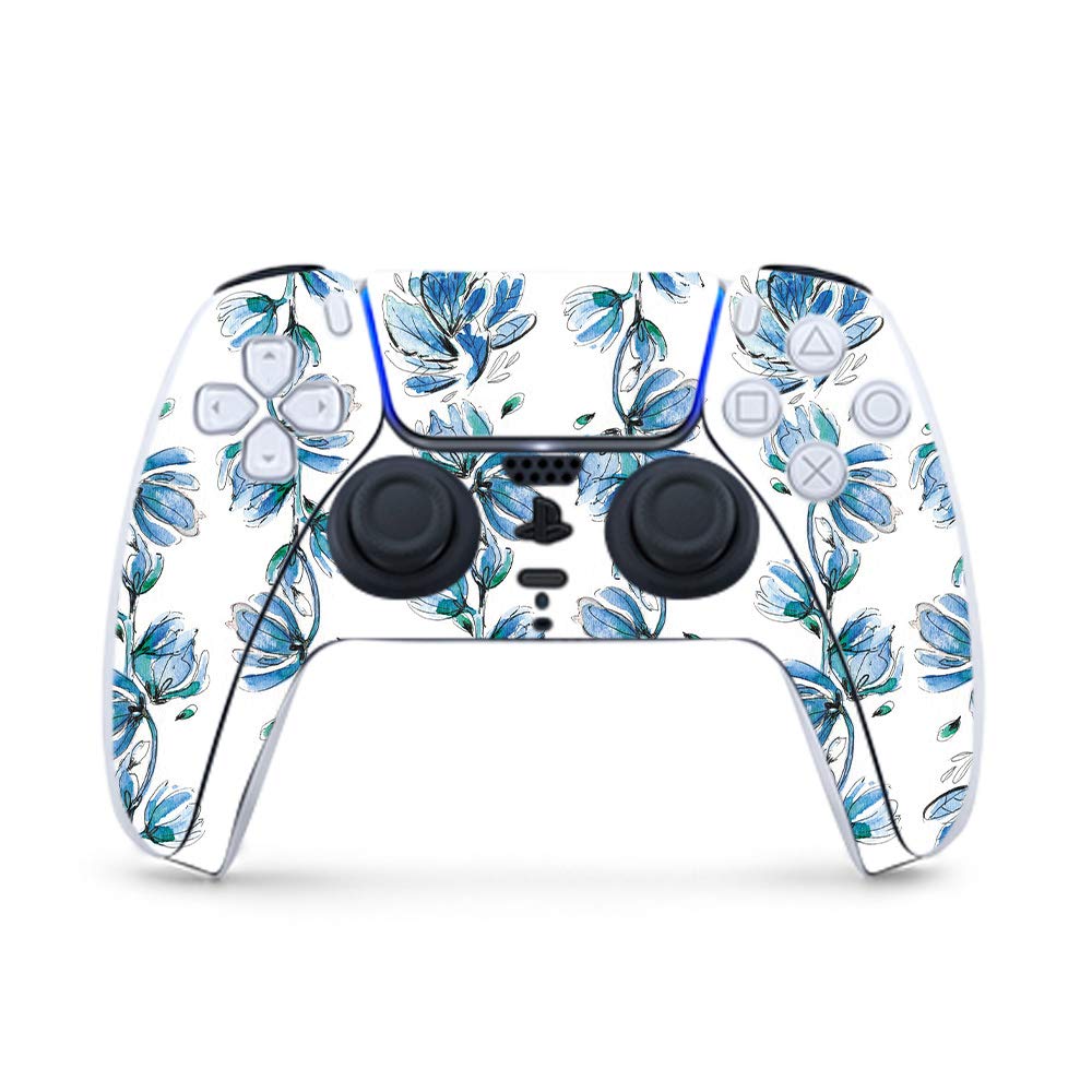 MightySkins Gaming Skin for PS5 / Playstation 5 Controller - Blue Vines | Protective Viny wrap | Easy to Apply and Change Style | Made in The USA