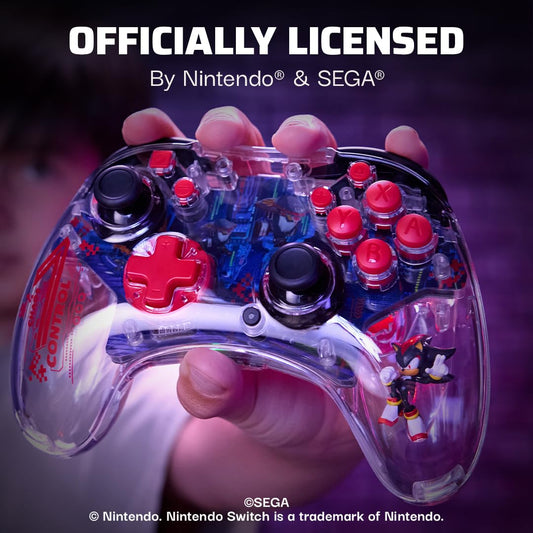 PDP REALMz Wireless Pro Controller for Nintendo Switch, Rechargeable LED, Shadow ARK Chaos, Model 500-246-SDW, Full Motion Controls