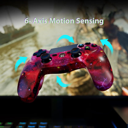 CHENGDAO PS4 Wireless Controller 2 Pack - Double Vibration, 6-Axis Motion Sensor, Touch Pad, Skull Galaxy, Model PS415