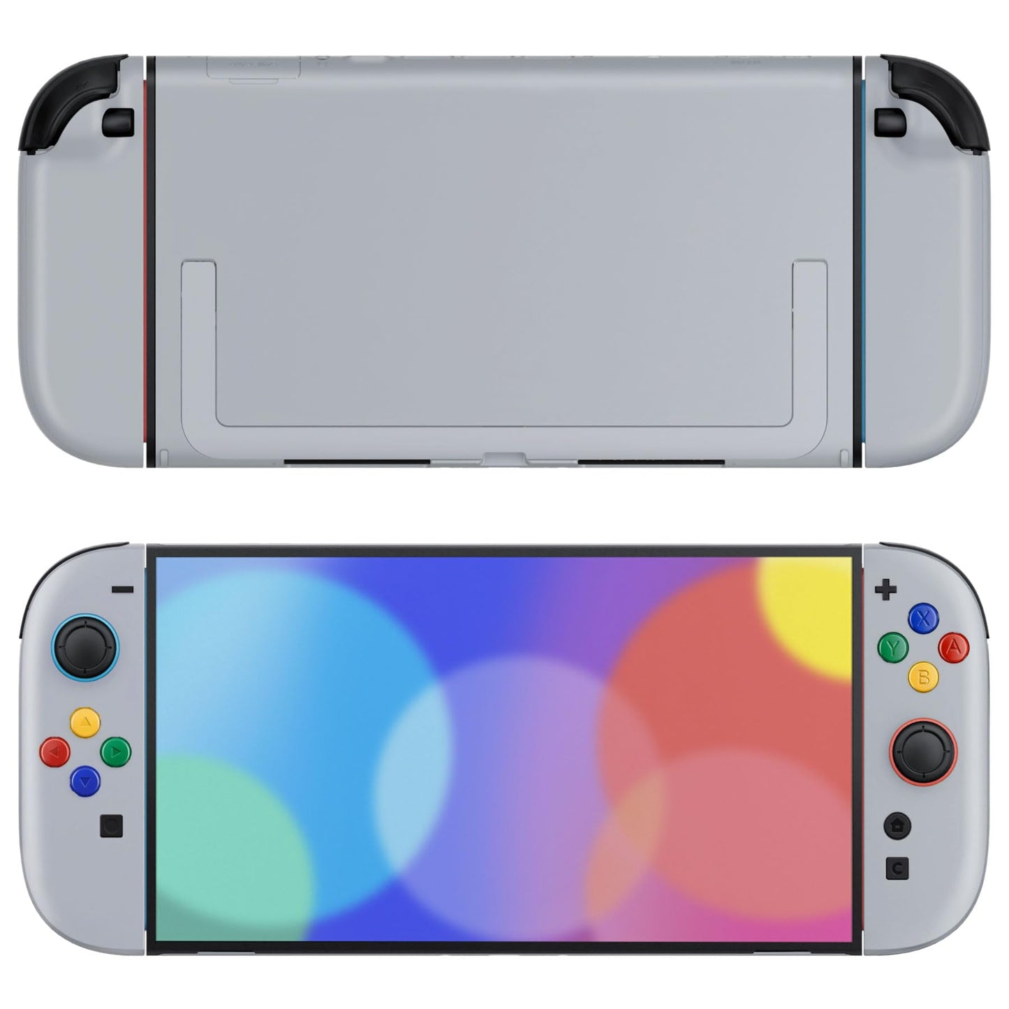 eXtremeRate DIY Replacement Shell Buttons for Nintendo Switch 2  Custom Console Rear Back Plate + Faceplate with Decorative Strips ABXY Direction Keys for Joycon 2 - Essence Version - New Hope Gray