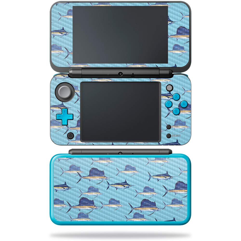 MightySkins Carbon Fiber Skin for Nintendo New 2DS XL - Billfish Stripes | Protective  Durable Textured Carbon Fiber Finish | Easy to Apply  Remove  and Change Styles | Made in The USA