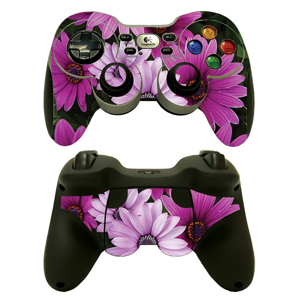 MightySkins Skin Compatible with Logitech Wireless Gamepad F710 - Purple Flowers | Protective  Durable  and Unique Vinyl Decal wrap Cover | Easy to Apply  Remove  and Change Styles | Made in The USA