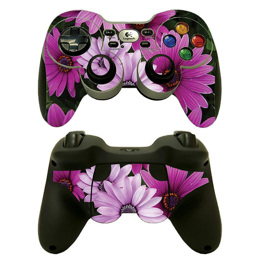 MightySkins Skin Compatible with Logitech Wireless Gamepad F710 - Purple Flowers | Protective  Durable  and Unique Vinyl Decal wrap Cover | Easy to Apply  Remove  and Change Styles | Made in The USA