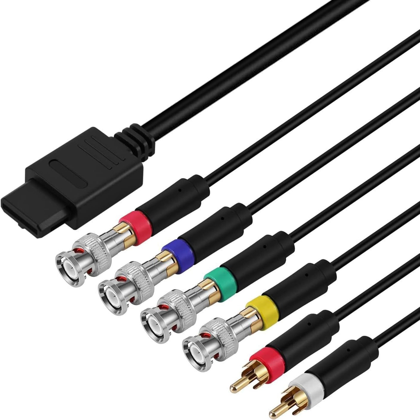 Y.D.F N64 RGB/RGBS Composite Cable  High Flexibility Multifunctional Composite Cable Cord with 4 BNC Heads for N64/ NGC/SFC/SNES 6 Feet (Plug and Play)