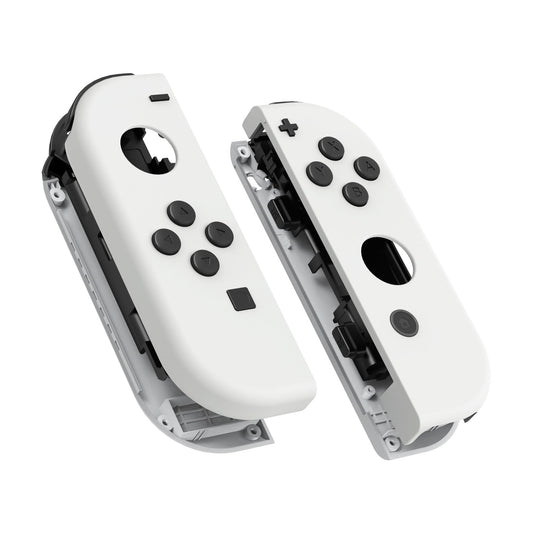 eXtremeRate DIY Replacement Shell Buttons for Switch & Switch OLED  White Custom Housing Case with Full Set Button for Joycon Handheld Controller - Controller NOT Included