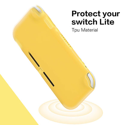 ECHZOVE TPU Case for Switch Lite - Protective Cover with Tempered Glass Screen Protector, Yellow
