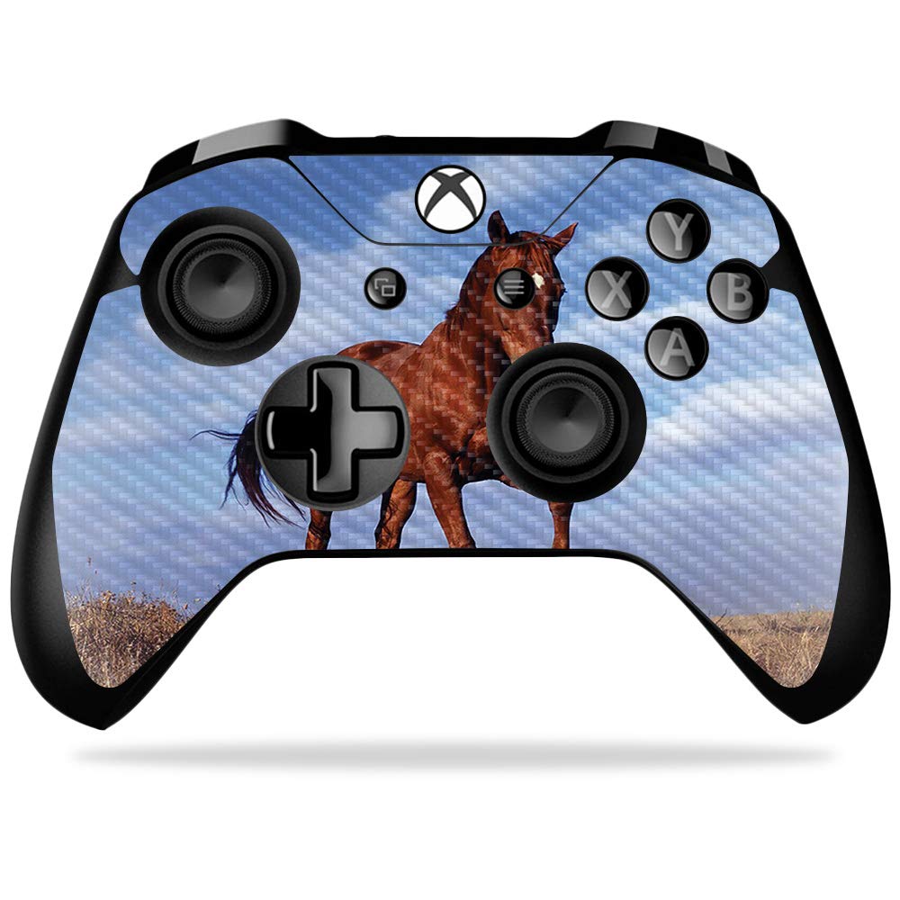 MightySkins Carbon Fiber Skin for Microsoft Xbox One X Controller - Horse | Protective  Durable Textured Carbon Fiber Finish | Easy to Apply  Remove  and Change Styles | Made in The USA