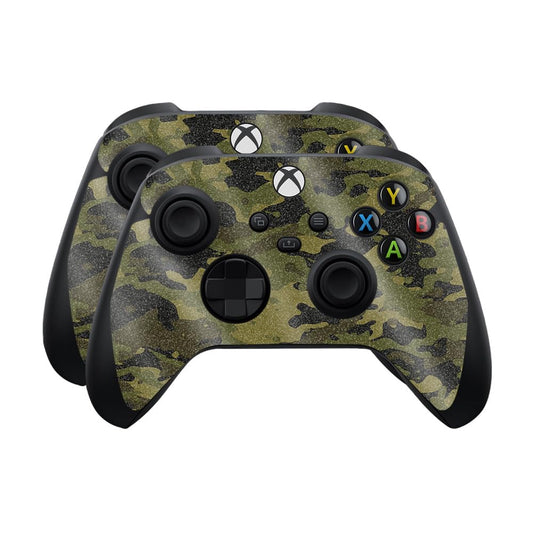 Glossy Glitter Skin Compatible with Microsoft Xbox Series X|S Controller (2 Pack) - Green Camouflage - Premium 3M Vinyl Protective Wrap Decal Cover - Easy to Apply | Crafted in The USA by MightySkins