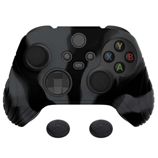 eXtremeRate PlayVital Samurai Edition Anti-Slip Controller Grip Silicone Skin for Xbox Core Controller  Ergonomic Protective Case Cover for Xbox Series S/X w/Thumb Grips - Dark Gray & Black