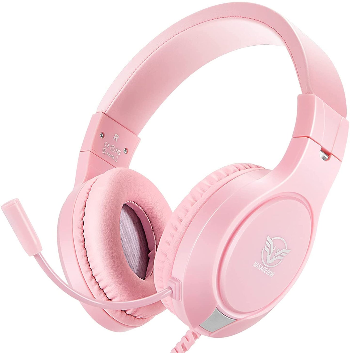 MASACEGON Pink Gaming Headset, H-10 Model, Wired Over-Ear, Noise Cancelling, Bass Surround for Nintendo Switch, Xbox, PS4/PS5, PC, Smartphone